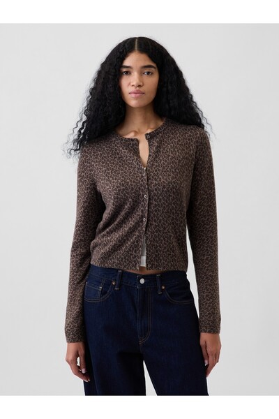 GAP Kadın Kahverengi CashSoft Crop Hırka