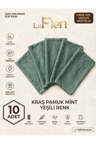 La Fien وشاح قطني مخيط بلون واحد من الخيزران (10 قطع) 100x100 سم