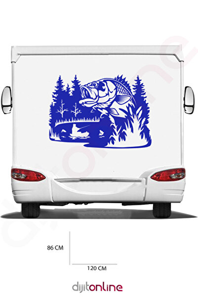 Dijitonline Fishing and Forest Themed Caravan Printing Sticker - Forest and N...