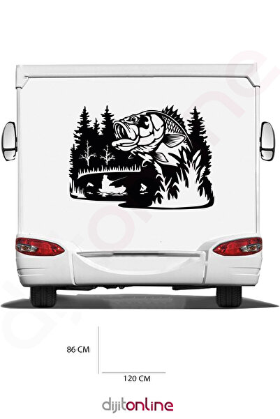 Dijitonline Fishing and Forest Themed Caravan Printing Sticker - Forest and N...