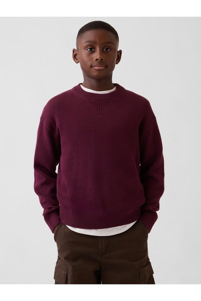 GAP Erkek Çocuk Bordo %100 Pamuk Relaxed Shaker Kazak