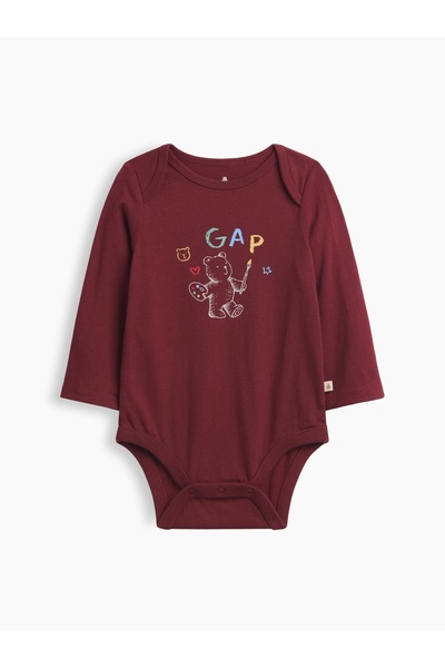 GAP Bebek Bordo Grafik Baskılı Bodysuit