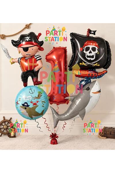 Parti Station Pirate Concept 1 Year Old Balloon Set - 5 Piece Giant Size Pira...