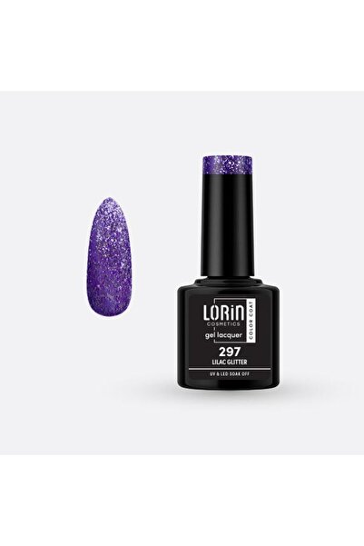Lorin Cosmetics Lorin Ημιμόνιμο Βερνίκι Νυχιών Τζελ 8ml # 297 (Λιλά με γκλίτερ)