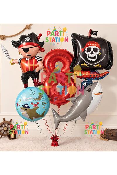 Parti Station Pirate Concept 8-Year-Old Balloon Set - 5 Pieces Giant Pirate S...