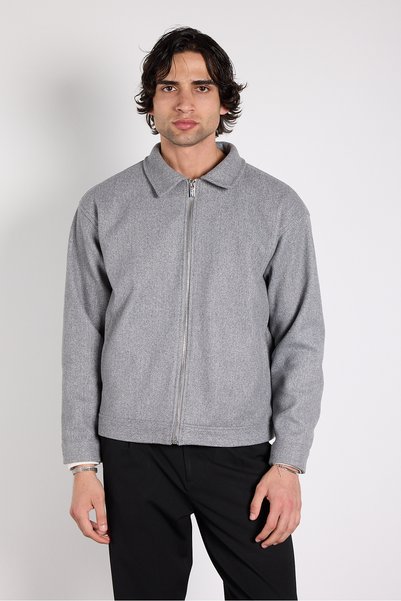 Mesfeno Oversize Fermuarlı Kaşe Ceket