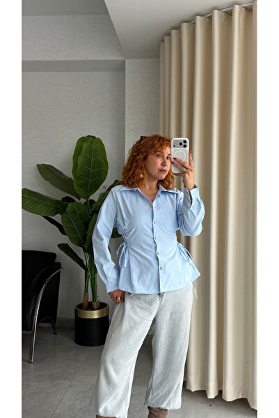 Bak'ap Premium Trend Waist Corset Detailed Poplin Shirt