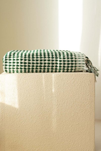 vivamaison Ponpon Towel Chickpea Woven 90X170 Bath Towel Green