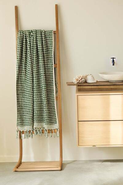 vivamaison Ponpon Towel Chickpea Woven 90X170 Bath Towel Green