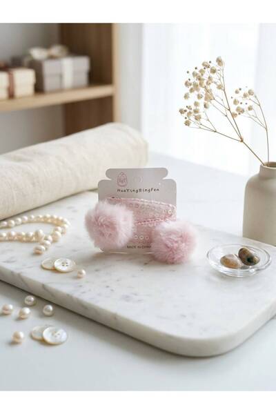 happyaksesuar Ponponlu Pullu Üçgen Model Soft Renk 2'li Çocuk Çıt Çıt Toka (6cm)