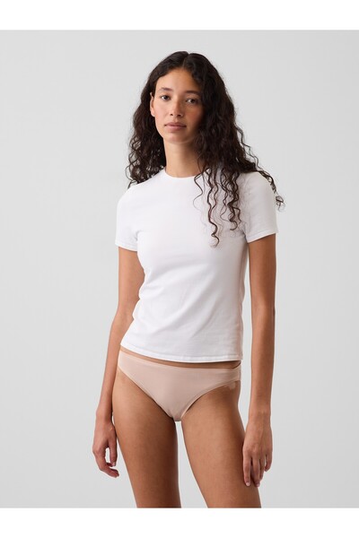 GAP Kadın Açık Bej SoftMade Organik Stretch Pamuk Bikini Külot