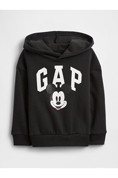GAP Erkek Bebek Siyah Disney Mickey Mouse Logo Relaxed Sweatshirt