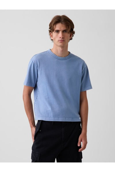 GAP Erkek Açık Mavi Heavyweight Crop T-Shirt
