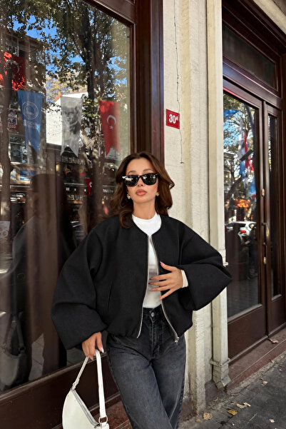 Nika Fashion Γυναικείο μπουφάν Bomber από ύφασμα Cashmere