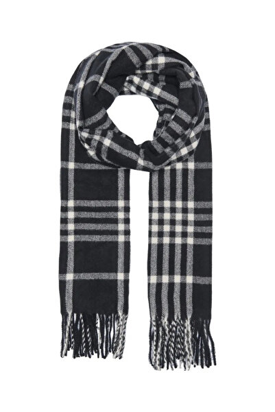 ONLY Women's Onlmathilde Tassel Detailed Plaid Scarf 15376304 Black
