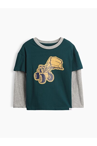 GAP Erkek Bebek Koyu Yeşil Grafik Baskılı T-Shirt