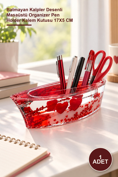 Yenilig 1 Piece Kayak Design Pen Holder – Non-Sinking Hearts Patterned Deskto...