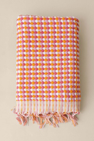 vivamaison Ponpon Towel Chickpea Woven 90X170 Bath Towel Orange Pink