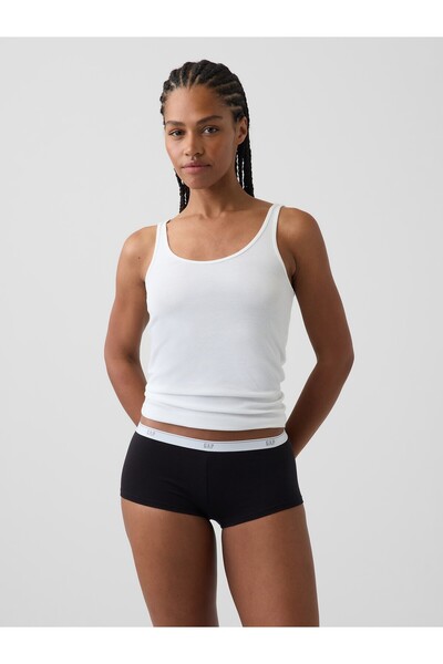GAP Kadın Siyah SoftMade Organik Stretch Pamuk Logo Short