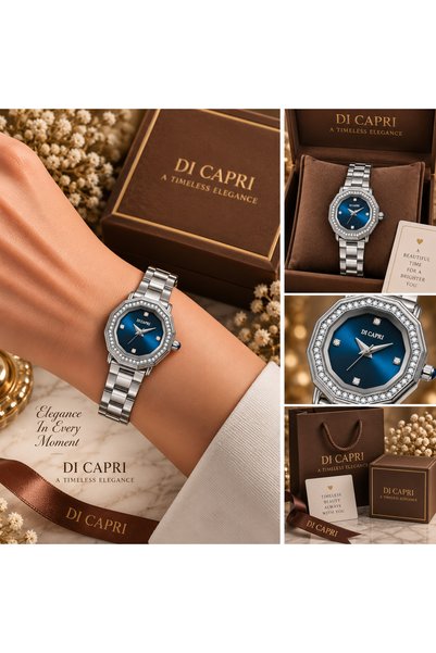 Generic Brand Di Capri Silver Watch with Luxury Blue Dial Looster Time