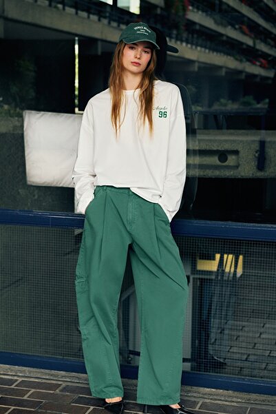 Pull & Bear Yeşil balon kargo pantolon