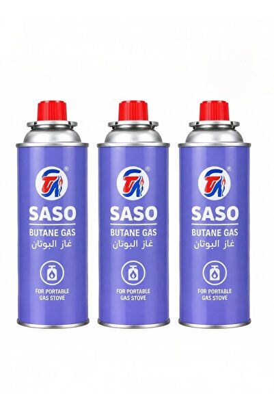 Saso Butane Gas Canister, Portable Fuel for Camping Stoves, 3-Pack