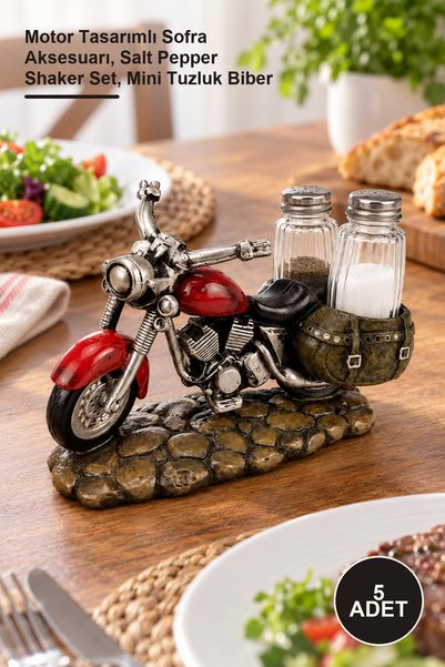 Yenilig 5-Piece Polyester Motorcycle Figured Salt and Pepper Shaker Set – Mot...