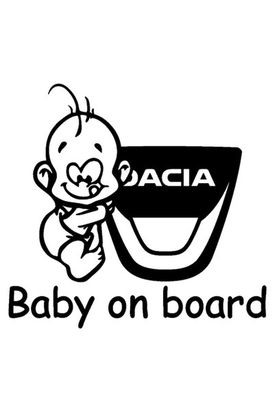 Oracal Autocolant Dacia Baby la bord – Bebeluș la bord – 15cm, Negru