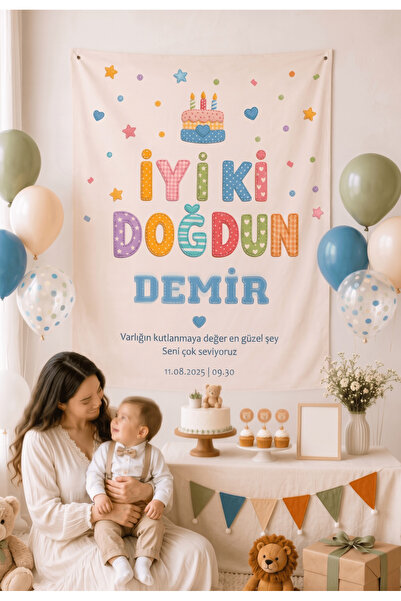 Gravs Kişiselleştirilebilir Büyük Ebat Dikey Birinci Kalite İyi Ki Doğdun Kum...
