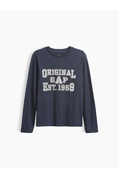 GAP Erkek Çocuk Lacivert Logo Grafik Baskılı T-Shirt