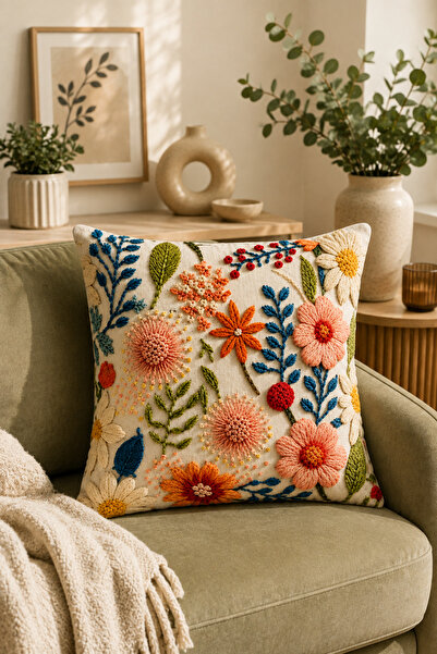 Bumedo Decorative Floral Cushion Cover 43X43 cm Punch Look 3D Digital Printed...