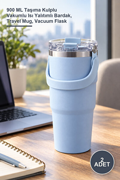 Yenilig 2 Pieces Stainless Steel Thermos Mug – 900 ml Vacuum Heat Insulated C...