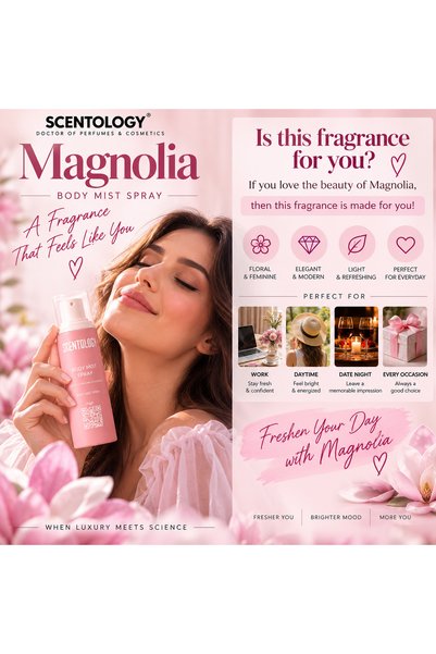 Scentology Doctor of perfums Scentology Doctor of Perfumes & Cosmetics Magnolia Body Mist for Women – Floral Fruity Refreshing – 200 ml