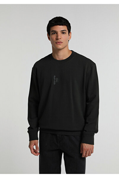 Colin's Relaxed Fit Round Neck Plain Men's Green Sweatshirt