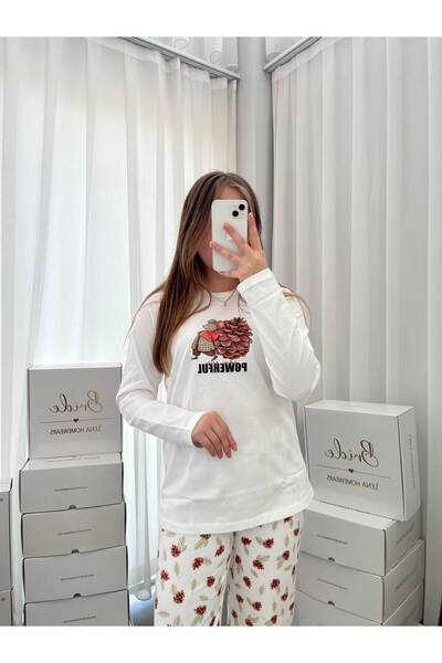 Lena Homewears Σετ βαμβακερής πιτζάμας με μακριά μανίκια και σχέδιο κώνου σε ...