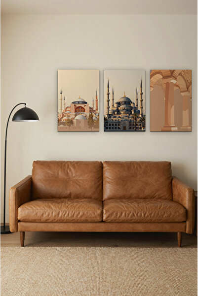 ZURİ DESİGN Hagia Sophia Sultanahmet Istanbul Set od 3 neuramljene MDF zidne ...