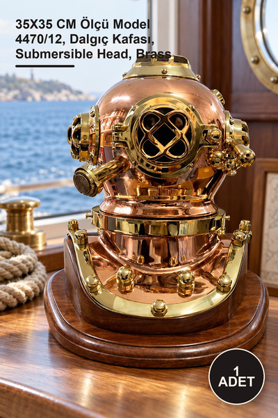 Yenilig 1 Piece Brass Diving Helmet – 35X35 cm Size Model 4470/12, Diving Hea...