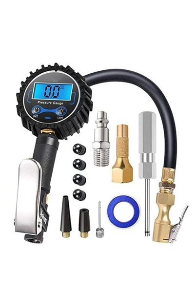 DMG TECH منفاخ إطارات رقمي مع مقياس ضغط الإطارات، ورأس نفخ هواء بقوة 250 رطل ...