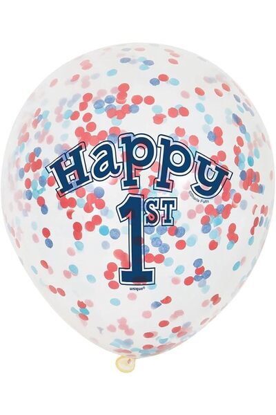 Unique 6 Pack 12" Nautical Boy 1st Birthday Confetti Balloon