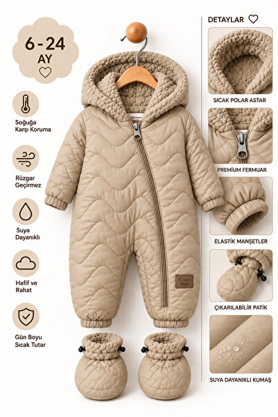 PonçiKids Bebek Kozmonot Tulum Kışlık Astronot Tulum Polar Astarlı Suya Dayan...