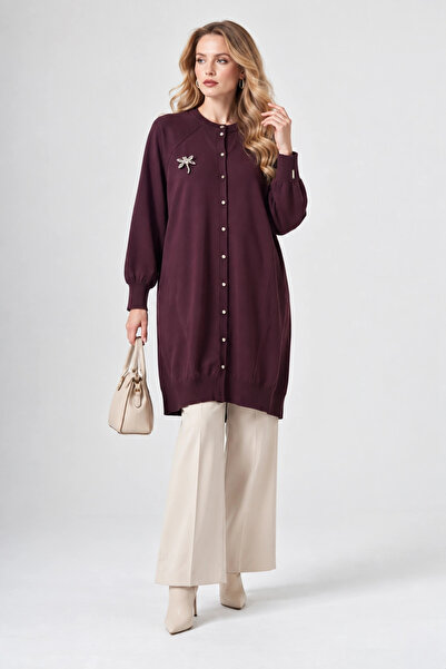 Invee Yusufcuk Knitwear Cardigan Plum 6283