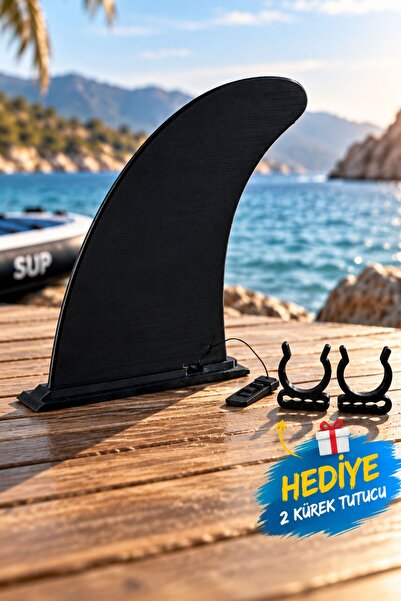 lumix3d SUP Board Fini 22 cm Siyah Paddle Board Fin + 2 Adet Kürek Tutucu Hediye