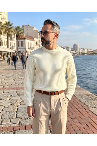 higo Men's Cortina Old Money Ribbed Knit Sweater