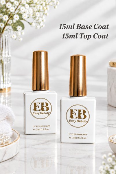 Easy Beauty Base Coat Top Coat Seti 15ml – Kalıcı Oje ve Protez Tırnak