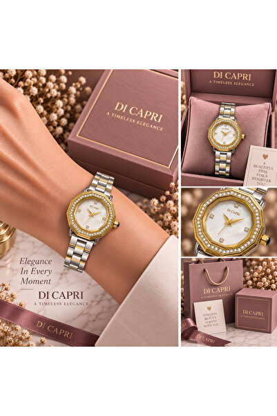 Generic Brand ساعة DI CAPRI ثنائية اللون بإطار كريستالي LOOSTER TIME