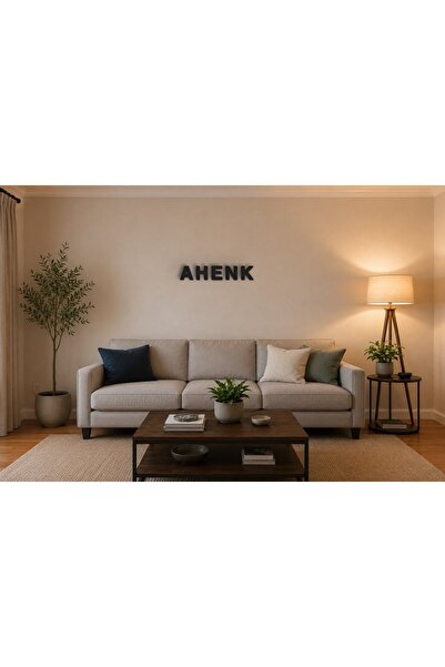 AHENK Özel 3D Tasarım Duvar Yazısı - 10 cm Yükseklik (mat siyah)