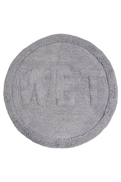 OEM Covoras de Baie din Bumbac Rotund Gri Imprimate Literele WET Ø60cm