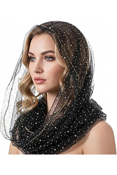 GENERAL Ras Scarf for Women, Square Rhinestone Design Bandana with Shiny Desi...