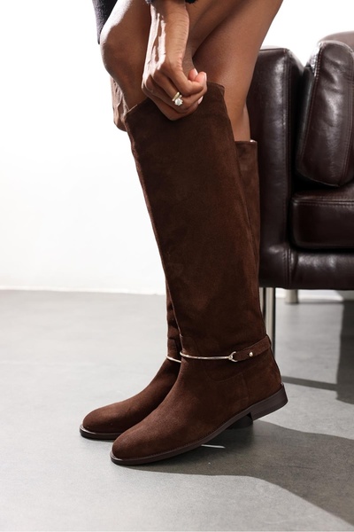 5in1Canpolat Brown Suede Classic Riding Boots 24449