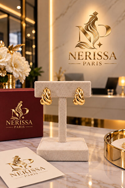 CMJEWELERY Nerissa Paris Trio Gold Küpe Kararmayan Küpe